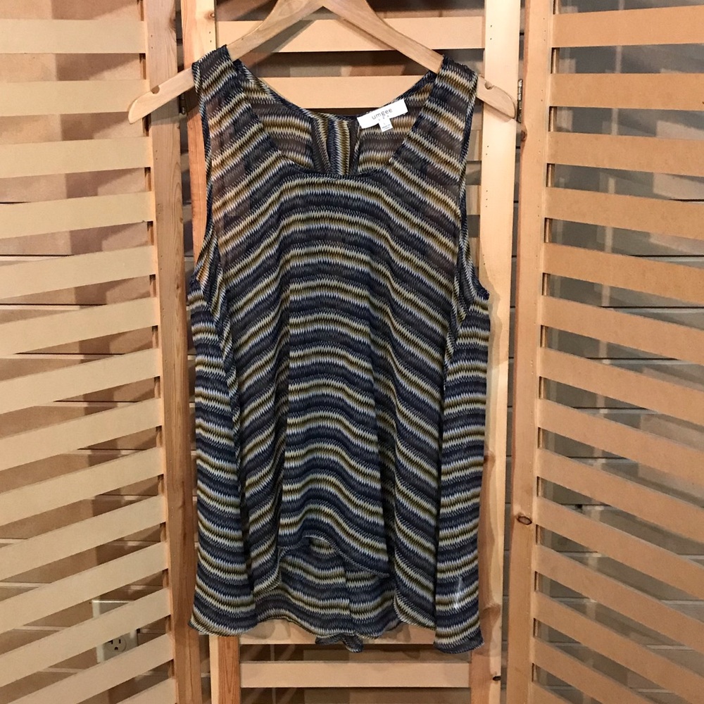 Sheer sleeveless top.